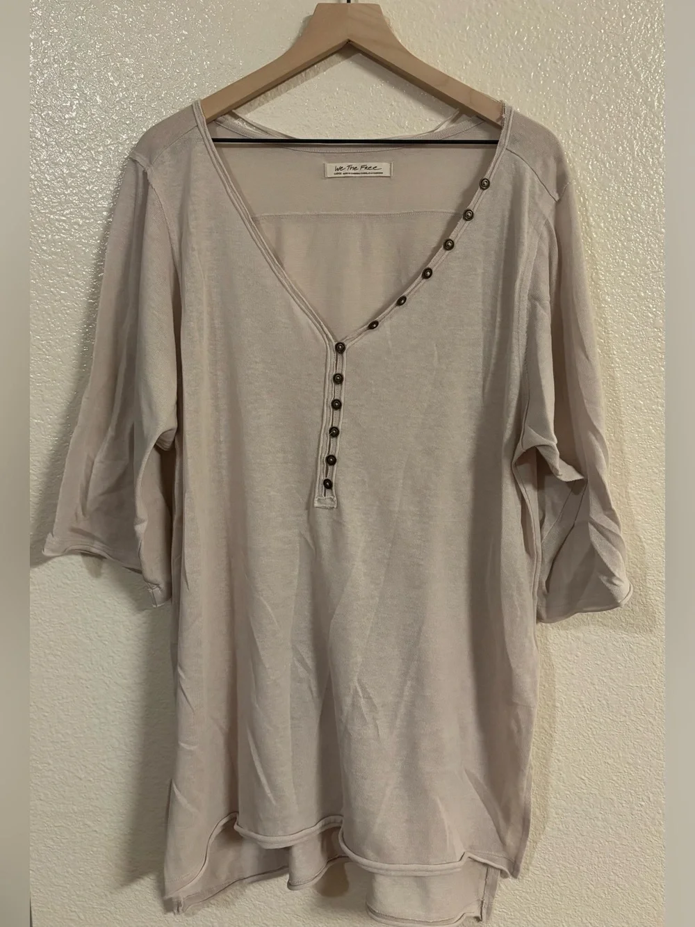 FREE PEOPLE We The Free Morgan Henley Top in Prosecco (cream biege)